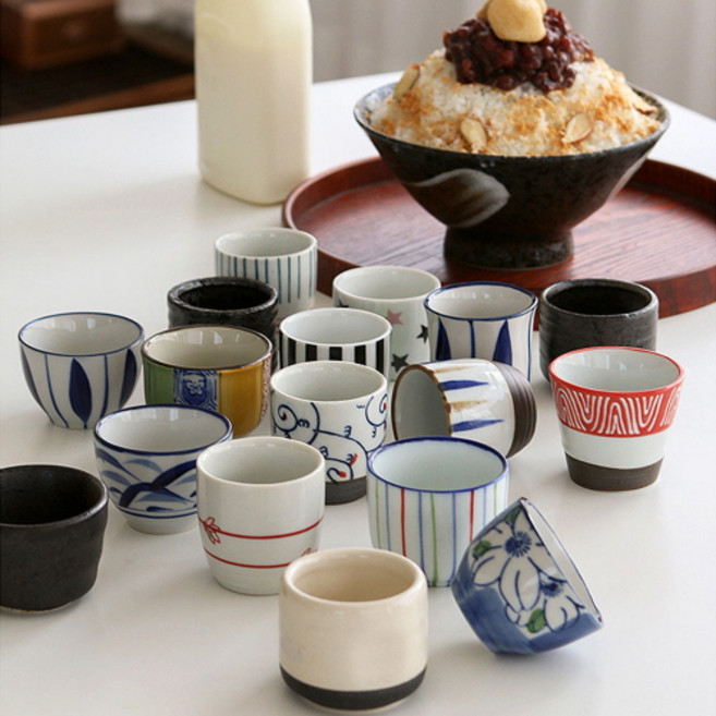[19종] 일본풍 도자기 소스 볼 빙수 연유 간장 잼 시럽 양념 작은 그릇 종지 모음, 18-홍산, 1개