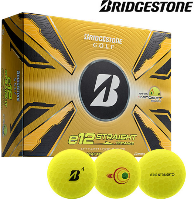 브리지스톤골프 E12 STRAIGHT 2025년 석교상사 골프공 3피스, 옐로우, 12개입, 1개