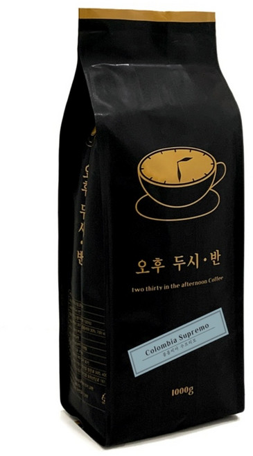 오후두시반 원두커피 콜롬비아 수프리모 원두 1kg 홀빈, 1개, 홀빈(분쇄안함)