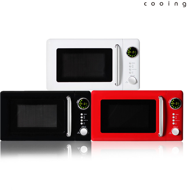 쿠잉 레트로 전자레인지 MC-R20 전자렌지 버튼식 미니 소형 원룸 자취 기숙사 모텔 리조트 미니전자레인지 화이트 블랙 레드, MC-R20EW (화이트)