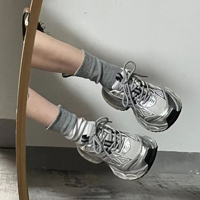老爹鞋 銀色 厚底 休閒運動鞋 女