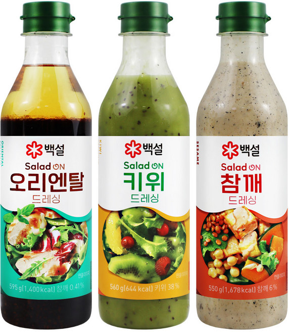 백설 드레싱 큰용량 3종(오리엔탈드레싱+참깨드레싱+키위드레싱), 1세트, 1.705L