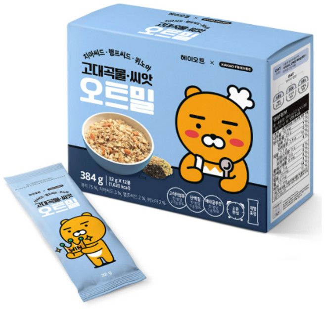 헤이오트 카카오프렌즈 고대곡물 씨앗 오트밀, 384g, 3개