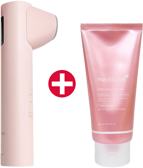 [국내정품] NEW 메디큐브 에이지알 하이포커스샷 플러스 핑크+부스터젤 1개 윤곽초음파 하이푸 얼굴마사지기