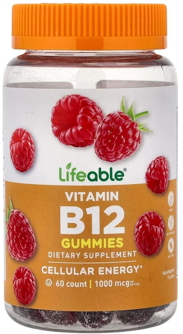 아이허브 비타민B12 구미젤리 천연 라즈베리 1000mg 구미젤리 60개(구미젤리 1개당 500mg), LFB73062, 1개 - 쿠팡
