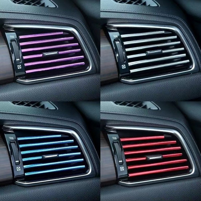 차량 실내 인테리어소품 송풍구 튜닝 꾸미기 악세사리 몰딩 10개, 레인보우