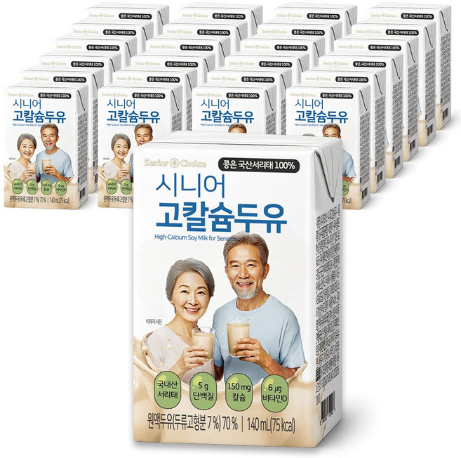 [시니어초이스]시니어고칼슘두유 국산검은콩 서리태, 24개, 140ml