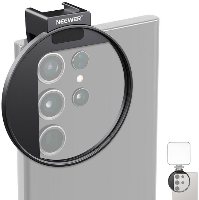 NEEWER 니워 업그레이드 67mm 휴대폰 필터 마운트 콜드 슈 잠금 노브 13mm 개구부 아이폰 16 15 프로 Max Plus 14 13 삼성 갤럭시 S22 S23 S24, Adapter Ring, 1개