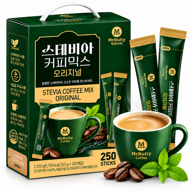 맥널티 스테비아 커피믹스 오리지널, 1개, 250개입, 9.5g