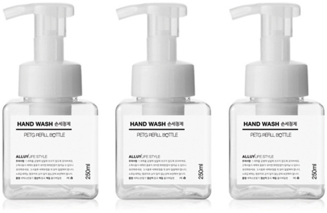 알루이 거품용기 욕실디스펜서 공병 250ml 투명, 3개
