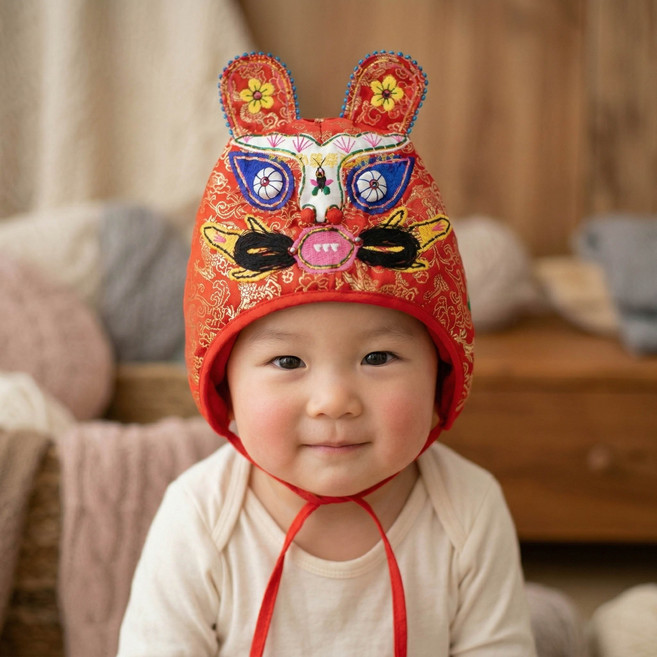 抓周虎帽 寶藍祥龍款