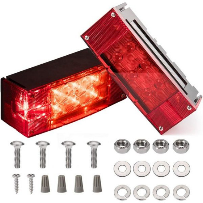 CZC AUTO 2개 세트 12V LED 잠수식 저전고 사각형 트레일러 조명 키트 테일 스톱 턴 러닝 라이트 방수 선박 트럭 해양용, 테일램프 후미등 데루등 순정 CZC AUTO 2개 세트