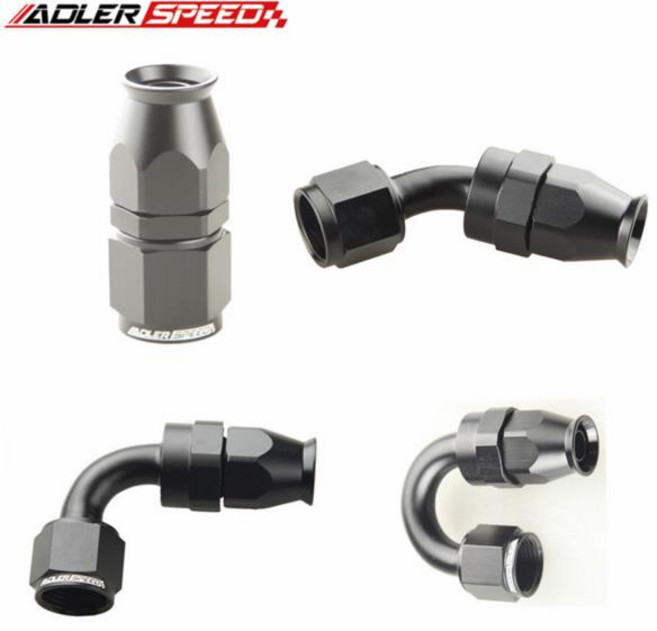 재사용 가능한 호스 엔드 피팅 어댑터 회전 PTFE 오일 연료 라인 AN4 스트레이트 0 45 도, AN12-45 Degree