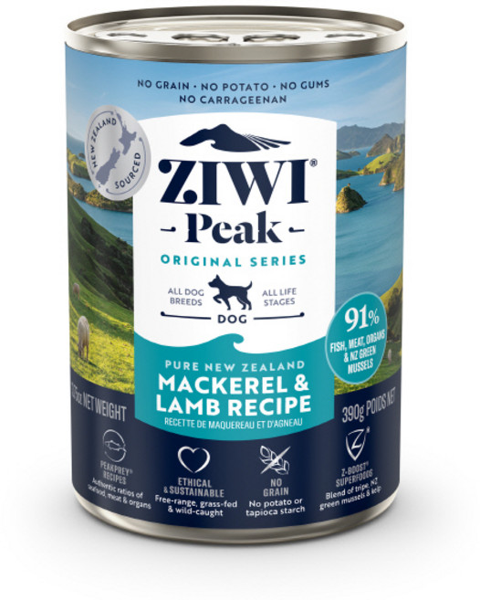 지위픽 전연령 독 주식캔, 양+고등어, 390g, 1개