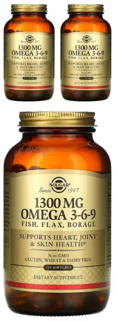 솔가 EFA 1300mg 오메가 3-6-9 소프트젤, 120정, 3개 - 쿠팡