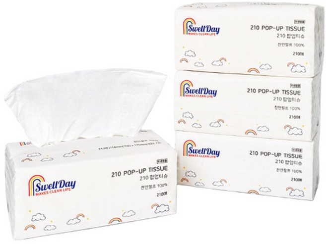 스웰데이 210 팝업 미용티슈 8개 (210매 4개입 X 2팩), 210매, 2개