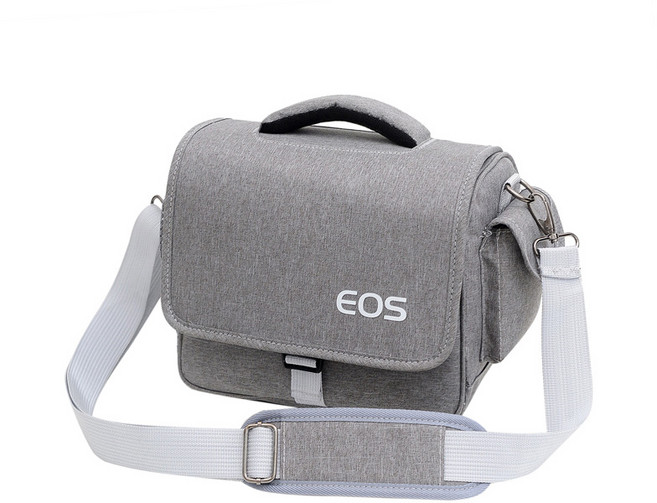 EOS Canon 單眼相機包 加厚防震防潑水 多隔層 鏡頭包 類單眼包包【BG46】, 淺灰,中號
