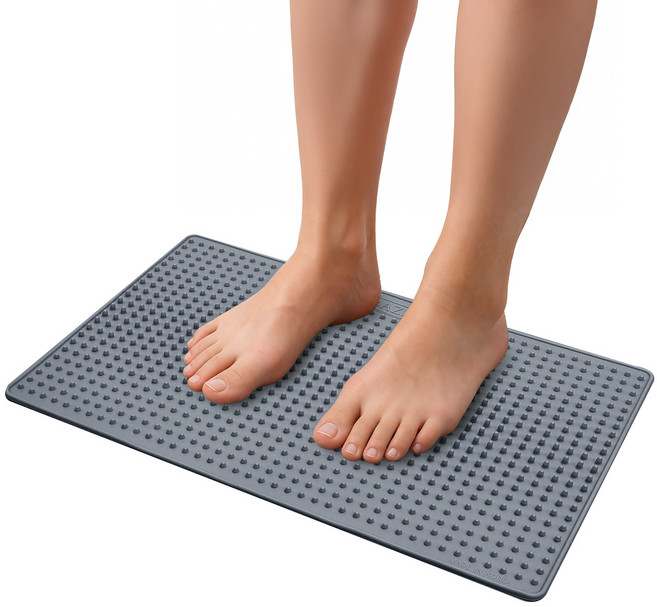 더하리 국산 실리콘 지압매트 발지압판 발바닥지압 마사지판, 멜란지그레이, 1개