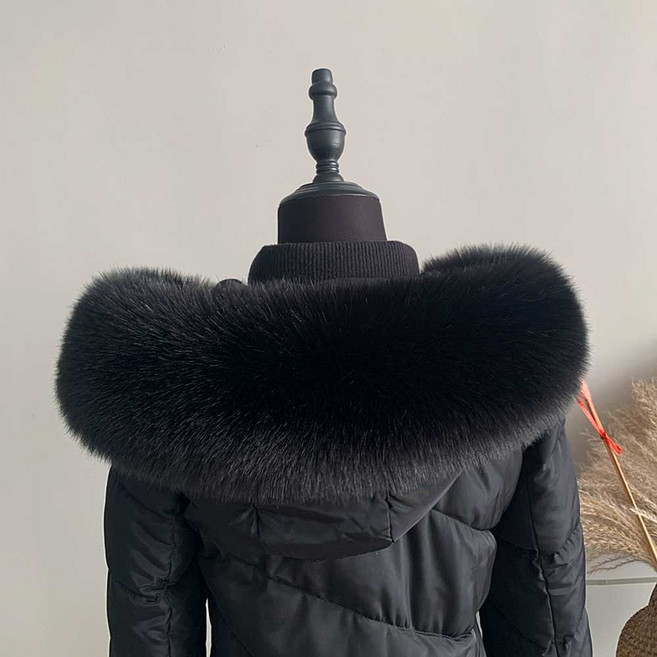 라쿤털 모자털 리폼 후드 교체 코트용 폭스퍼 머플러 리폼퍼 모자 페이크털 여우털 리얼, 8. 블랙 70cm