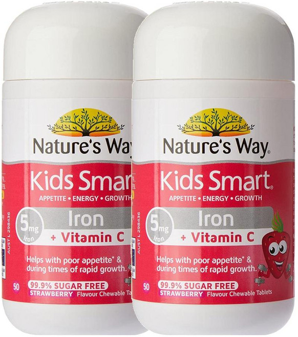 호주 네이쳐스웨이 Nature's Way Iron + Vitamin C 키즈 스마트 철분 + 비타민C 츄어블, 2개, 50정