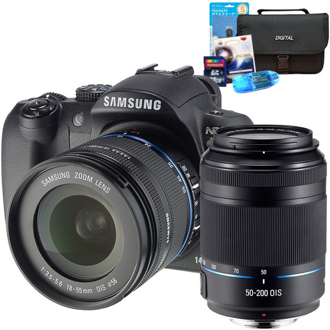 삼성카메라 NX10+18-55mm+50-200mm 더블렌즈포함+메모리 64GB+여행용가방+UV필터+리더기+청소셋 [풀세트], NX10
