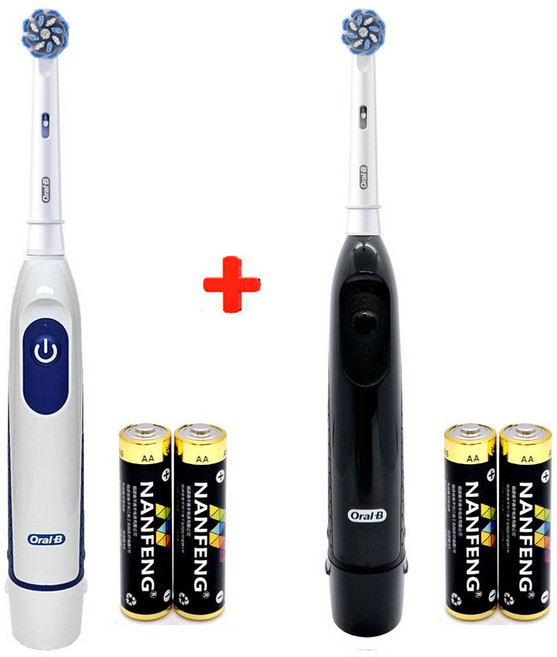 오랄비 프리시즌 전동칫솔 DB5 (2개) 배터리 전동칫솔 2개 화이트 블랙, 1세트, 화이트+블랙
