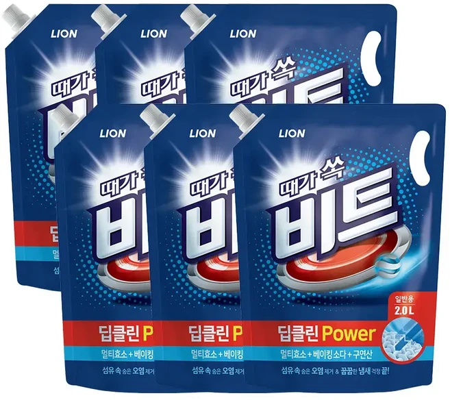 비트 딥클린 파워 액체세제 일반 리필 2L 6 jh유통, 1