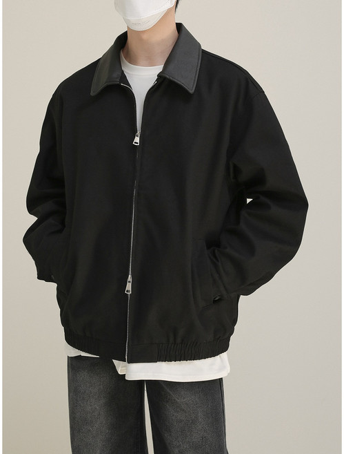 OSTB 남성용 레더 오버핏 카라 블루종