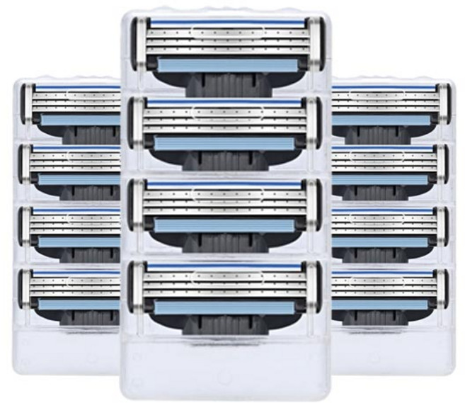 투썬 3중날 질레트 마하3 호환용 면도날 3중 터보 면도날, 4개입, 3개