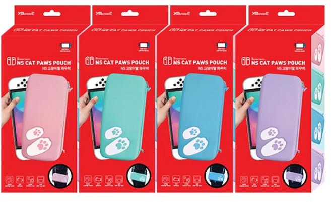 (GAMMAC) 닌텐도 스위치 고양이 발바닥 파우치 OLED 사용가능, 핑크, 1개