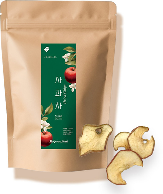 맥그로우앤마리 저온 제습 건조 사과 슬라이스칩 사과차, 2개, 50g