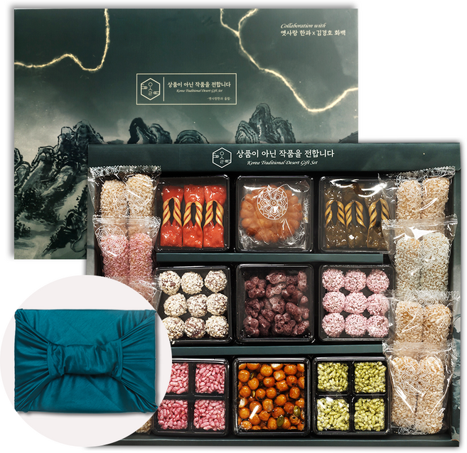 화백콜라보 담양 한과 수련화 3단 선물세트, 865g, 1개