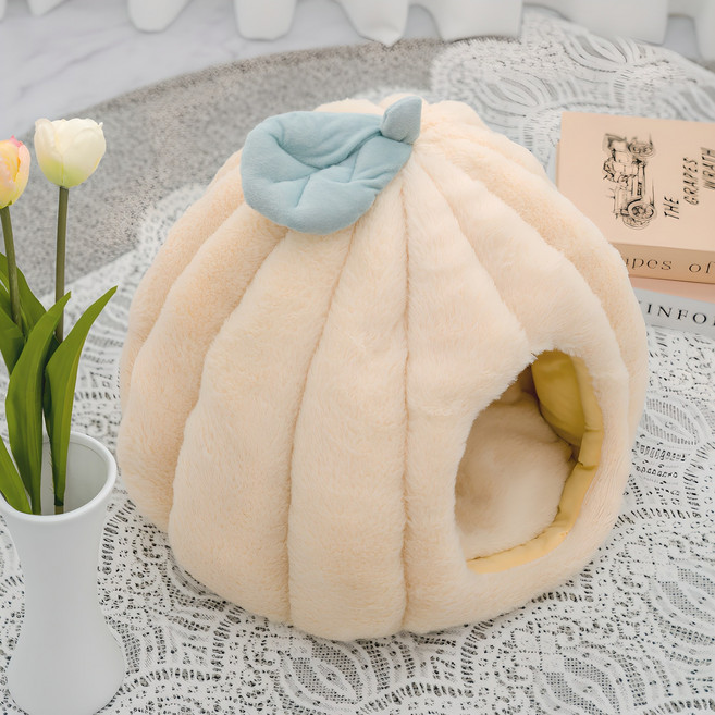 퍼플펫 호박 숨숨집 반려동물 쿠션하우스, 베이지, 1개