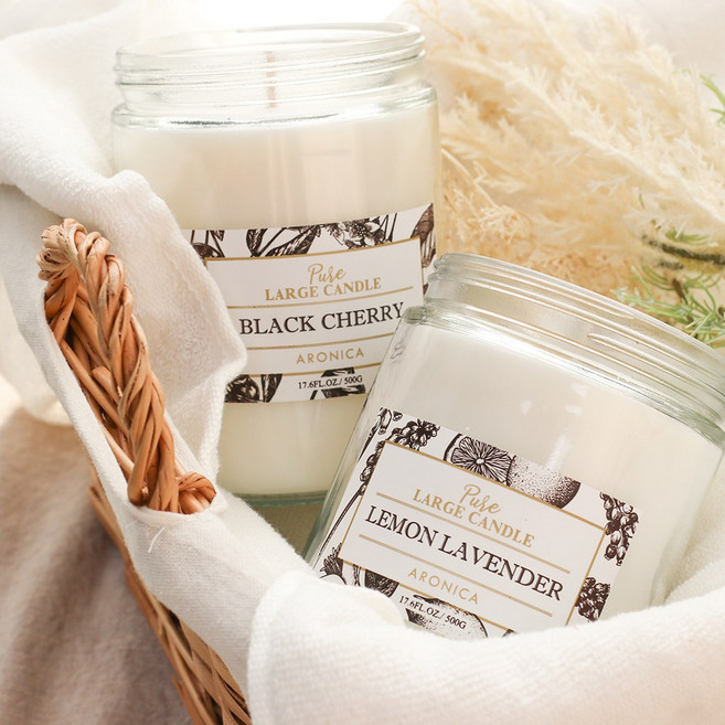 아로니카 퓨어 라지자 캔들 500g 대용량 천연왁스 방향제 향초 인테리어 선물용, 블랙체리500g, 블랙체리500g, 1개