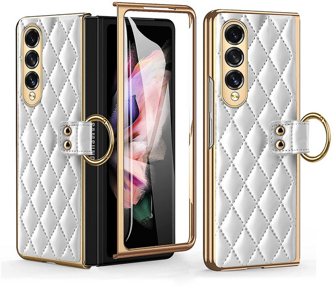 루톰 갤럭시 Z 폴드 퀼팅 명품 링 가죽 케이스 ZF06