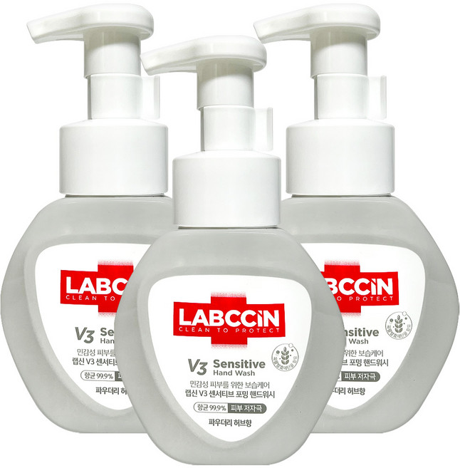 애경 랩신 V3 센서티브 핸드워시 손소독제 본품 250ml, 3개