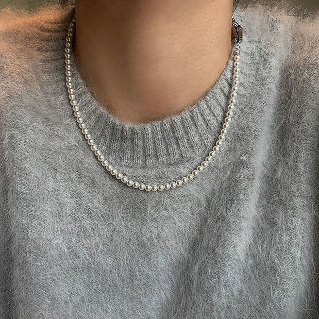 ROYALBELLE 여성 데일리 고급스러운 진주 목걸이 패션 체인 네크리스 D0090410