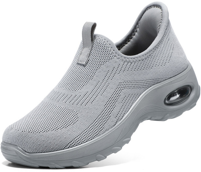 STQ 여성 운동화 키높이 슬립온 워킹화 발볼넓은 경량 니트 스니커즈 쿠션감 있는 에어쿠션 미끄럼 방지 굽높이 6cm