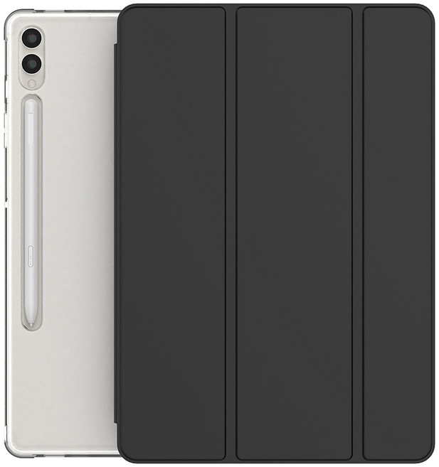 베스티아 태블릿 투명 하드 케이스 펜슬 수납 스마트커버 갤럭시탭, S9플러스 (12.4), 블랙