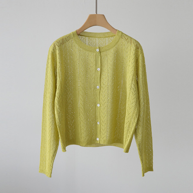 제니트 여성 기본핏 라운드넥 깔끔 데일리 스카시 레이어드 니트 가디건 슐리스카시