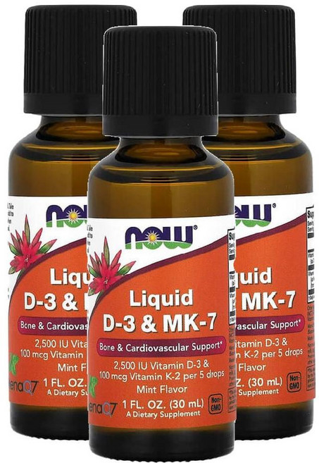 나우푸드 비타민D3 MK7 액상 Now Vitamin K2 2500IU 30mL 3병, 3개