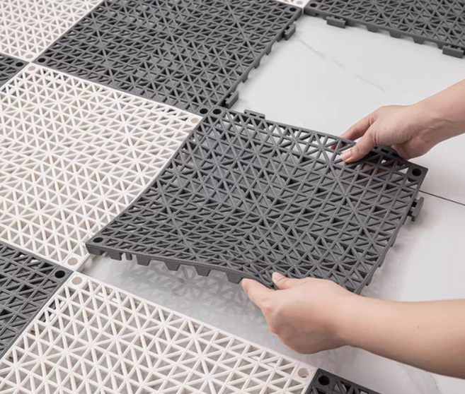 홈앤힐링 프리미엄 욕실 미끄럼방지매트 두꺼운 조립식 퍼즐매트, 12개, 코지 그레이