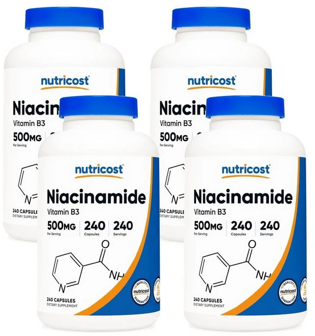 뉴트리코스트 니아신아마이드 비타민 B3 500mg, 240정, 4개 - 쿠팡