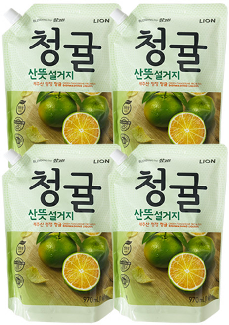 참그린 주방세제 청귤 산뜻 설거지 리필 1kg x4, 1000ml, 4개