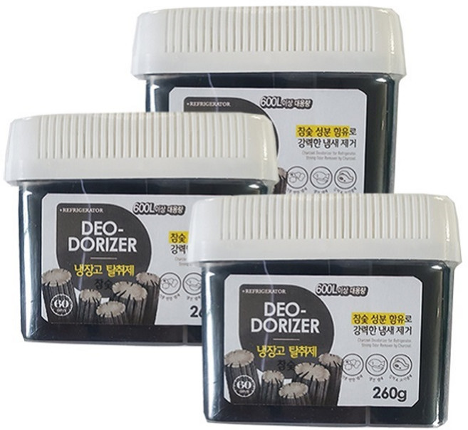 허브스토리 대용량 냉장고 탈취제 숯젤, 260g, 3개
