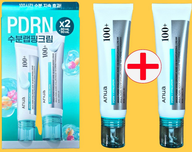 아누아 PDRN 히알루론산 100 수분크림, 2개, 60ml