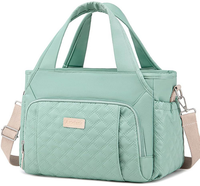 여성용 아르텔라리스 단열 도시락 누수 방지 쿨러 쿨링 토트 7개의 포켓 스트랩 15리터, Green