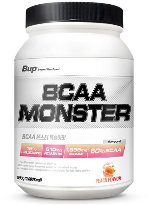 BUP BCAA몬스터 복숭아맛 류신 아미노산 헬스보충제 BCAA, 500g, 3개