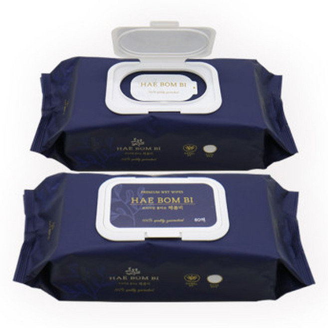 해봄비 프리미엄 빅사이즈 국내생산 물티슈 도톰한원단 60매X10팩, 60매, 10개