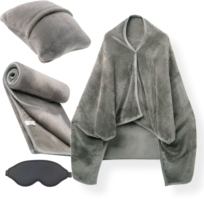 낭만픽 걸치는 똑딱이 담요 수면안대 세트